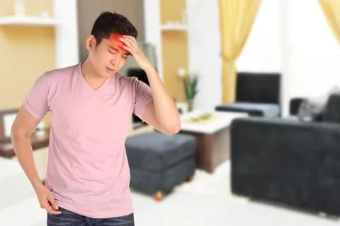 Young sick man having dizzy Stock Photos