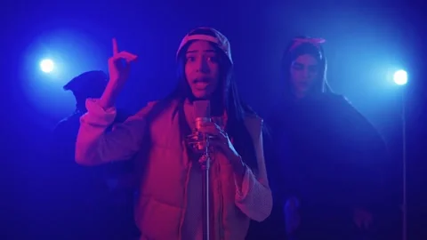 Young singer performing live with her cr... | Stock Video | Pond5