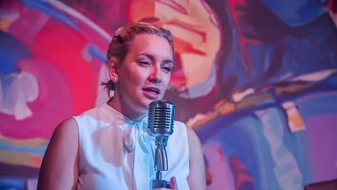 Young singer is performing on stage Stock Footage 112198058