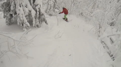 Young skier down the slope Stock Footage 68071226