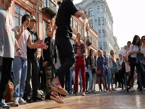 Young skilled hip hop dancer performingg street Stock Footage 85334310