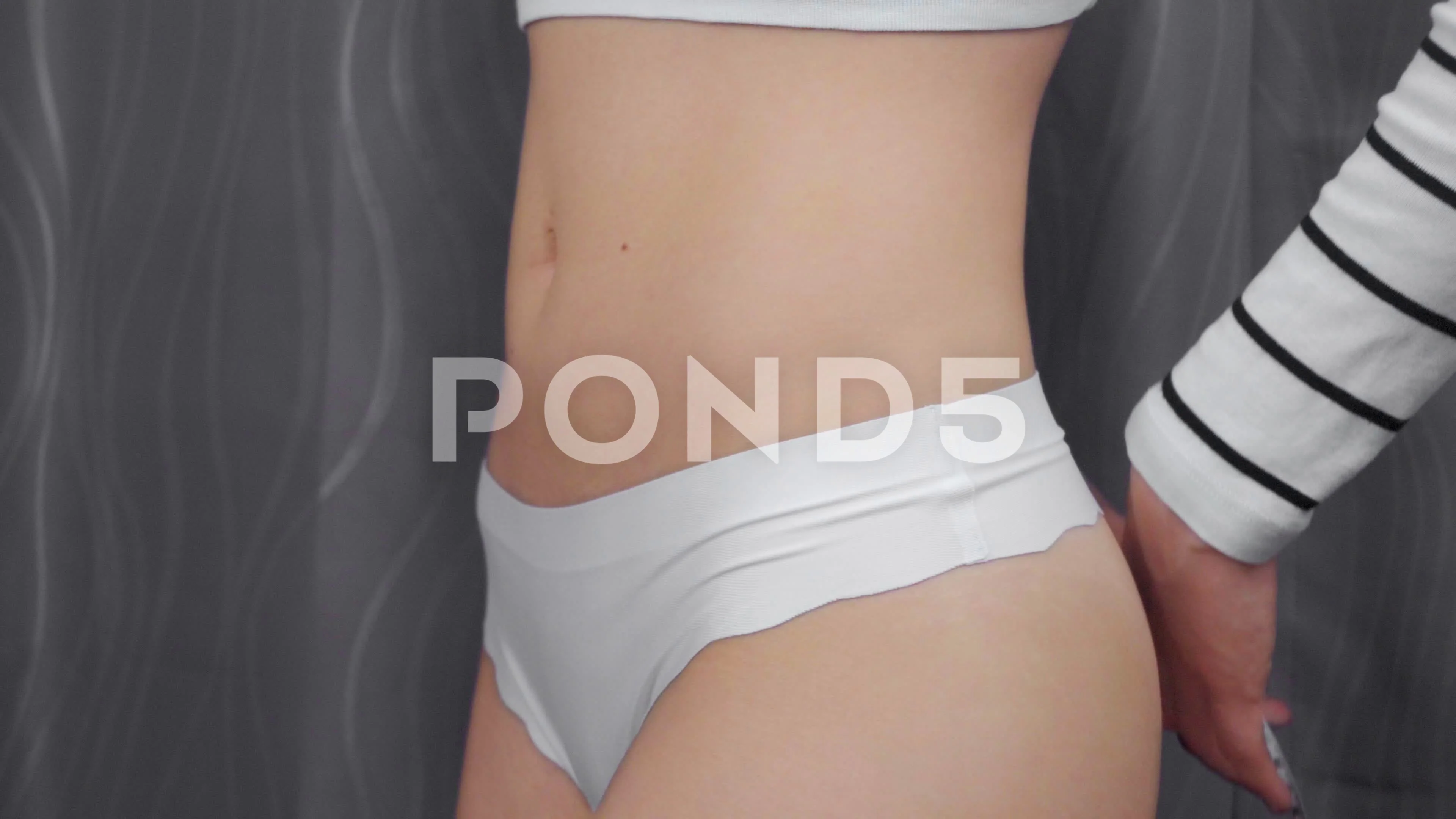 Young slim woman in white underwear meas, Stock Video