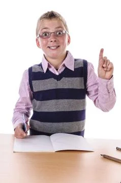 Young smart schoolboy has an idea Foto stock