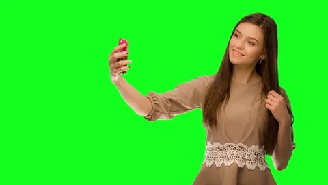 Young smiling lady doing selfie Selfie time Stock Footage 70364766