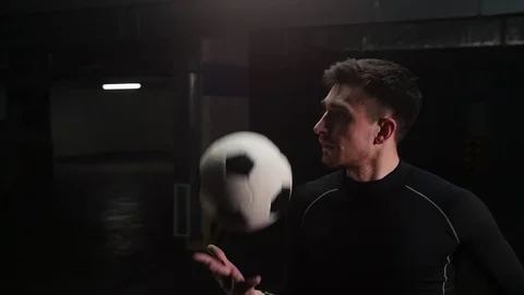 A young soccer man hitting the ball with his shoulder Stock Footage 105561948