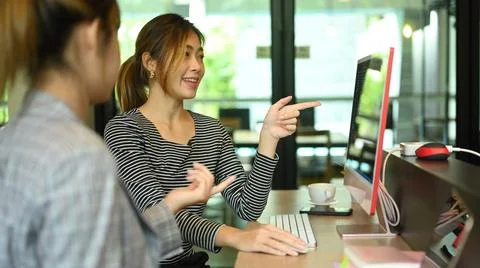 Young software developers team brainstorming on new web site project together 스톡 사진