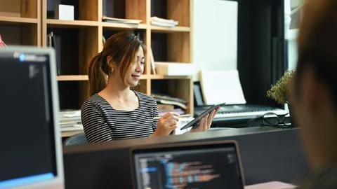 Young software developers team brainstorming and working together for developing 스톡 사진