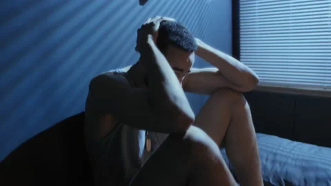 Young Soldier Having Panic Attack At Night Stock Footage 230932109