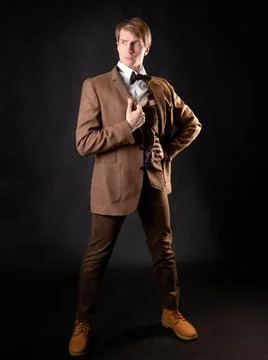 A young, solid man in the image of a Victorian scientist, Foto stock