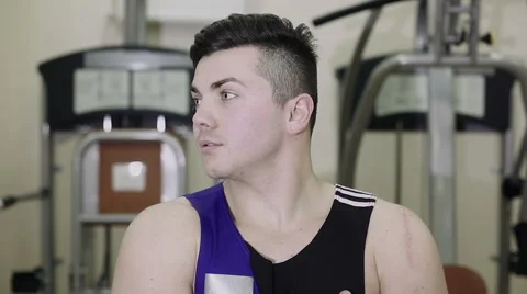 Young sports man in gym portrait Stock Footage 59162156