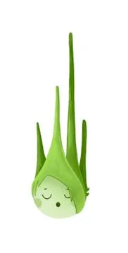 Young spring onion with cute face isolated on white. Stock Illustration