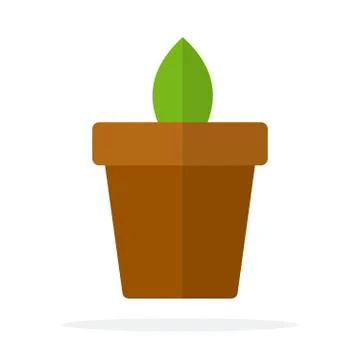 A young sprout in a pot flat isolated Illustrazione stock