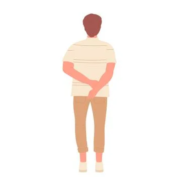 Young standing backside man with crossed hands Illustration