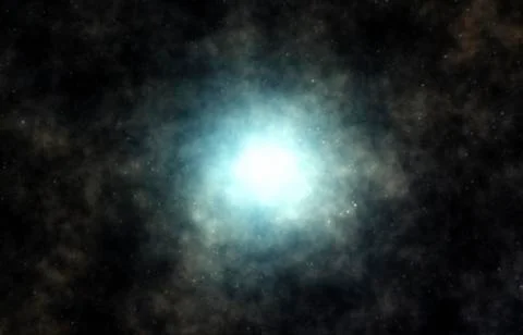 Young star forming inside a nebula cloud. Singularity, gravitational waves Stock Illustration