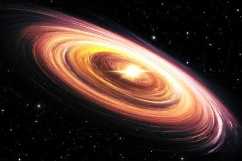 Young star surrounded by a protoplanetary disk イラスト素材