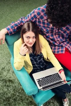 Young start up team disccusing projects Stock Photos