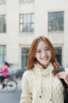 Young student with backpack, portrait Stock Photos