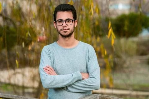 Young student of computer science poses at the campus park near the Polytechnic Stock Photos