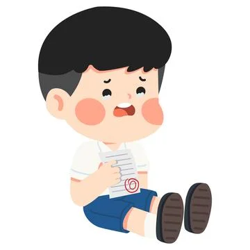 Young student crying over zero grade exam Ilustração Stock