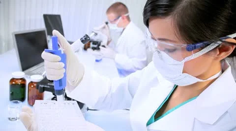 Young Student Doctors Studying in Research Lab Stock Footage 8950136