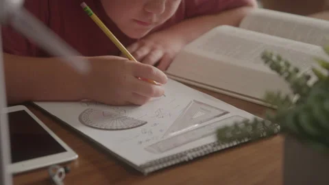 Young Student Doing Math In Classroom Stock Footage 208804554