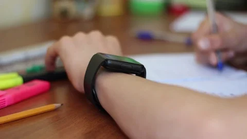 Young Student E-Learning Using Smart Watch Stock Footage 72929758