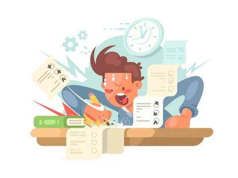 Young student on exam Stock Illustration