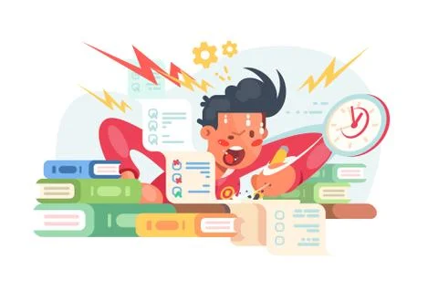 Young student before exams Stock Illustration