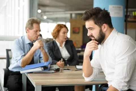 Young student failed interview in office Stock Photos