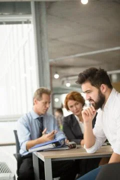 Young student failed interview in office Stock Photos