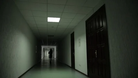 The young student goes along the corridor Stock Footage 73365260
