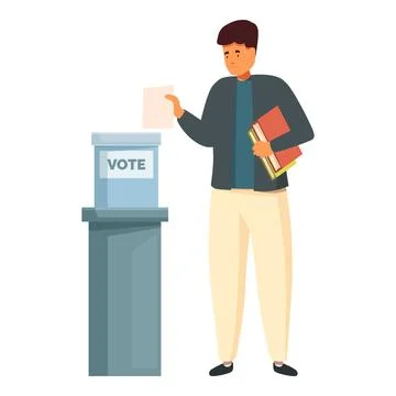 Young student inserting ballot paper into vote box during elections Stock Illustration