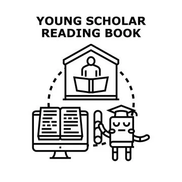 Young student learning, reading, achieving academic success 스톡 일러스트