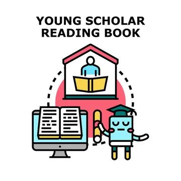 Young student learning, reading, achieving academic success 스톡 일러스트