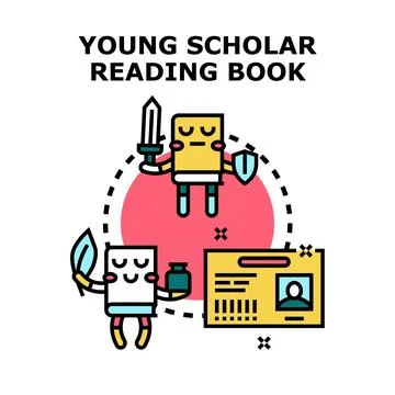Young student learning, reading, writing, and defending knowledge Stock Illustration