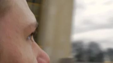 Young student man staring at the Eiffel tower, hipster in Paris  Stock Footage 85670206