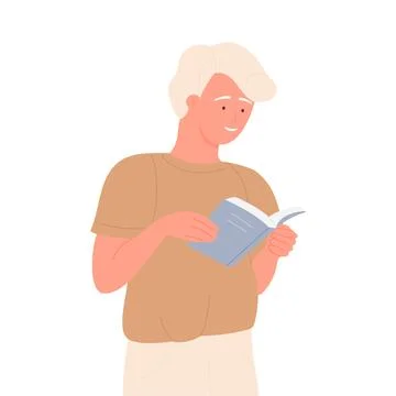Young student reading book Stockillustratie