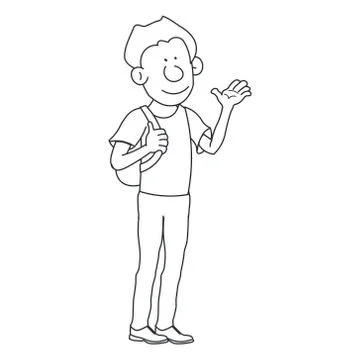 Young student standing with backpack Stock Illustration