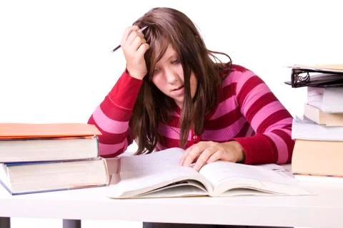 Young student studying for exams Stock Photos