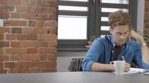 Young student studying at modern loft. Vidéo 67672113