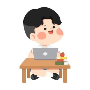 Young student using laptop for online learning Stock Illustration