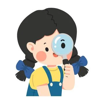 Young student using magnifying glass to explore Stock Illustration