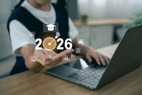 Young student using technology to explore future education opportunities an.. Stock Photos