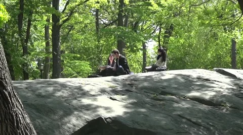 Young Students in Central Park Stock Footage 45019598