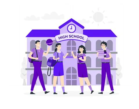Young Students Communicating at high school Stock Illustration