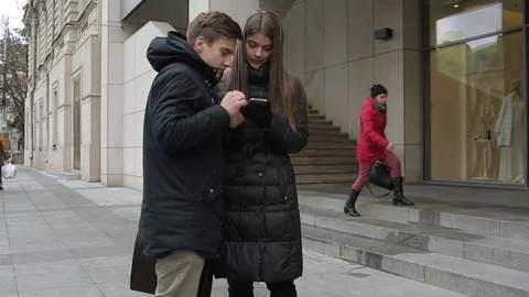 Young Students With Smartphone In The City Stock Footage 73045876