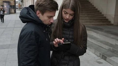 Young Students With Smartphone In The City Stock Footage 73048463