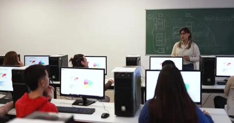 Young students using computers at school class Stock-Footage 168622620
