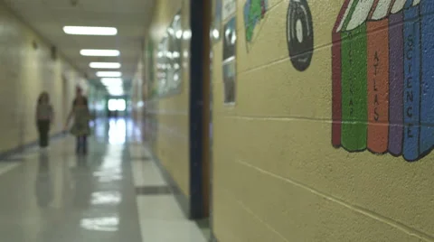 Young students walking down the hall (5 of 5) Stock Footage 50418206
