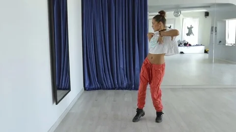Young stylish dancer in studio Stock Footage